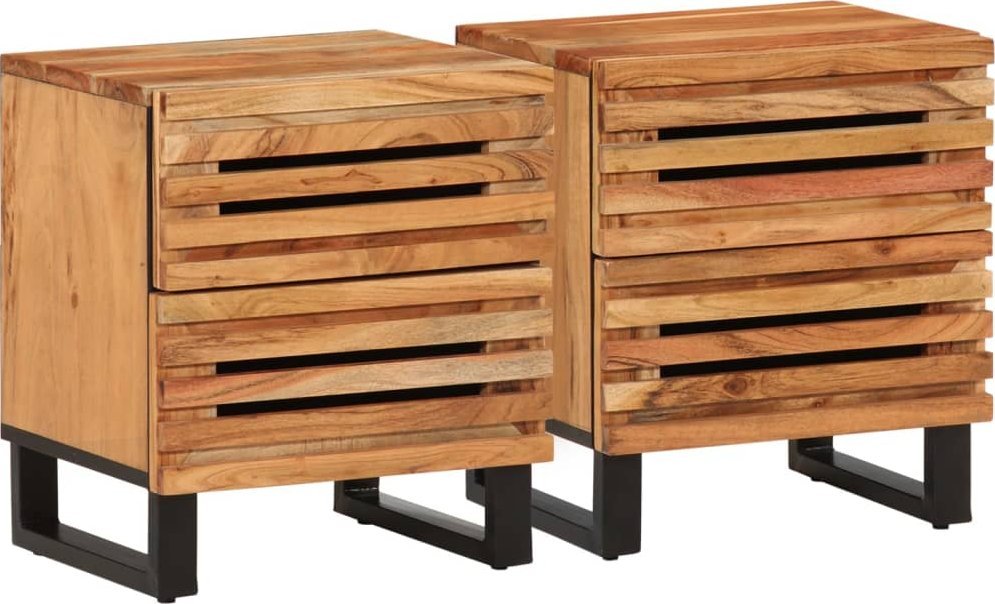 vidaXL Szafki nocne, 2 szt., 40x34x46 cm, lite drewno akacjowe