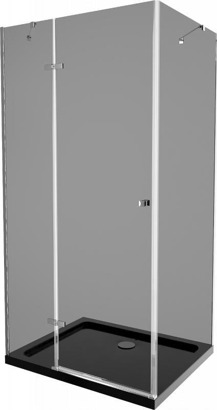 Mexen Mexen Roma kabina prysznicowa uchylna 80 x 100 cm, grafit, chrom + brodzik Flat, czarny - 854-080-100-01-40-4070