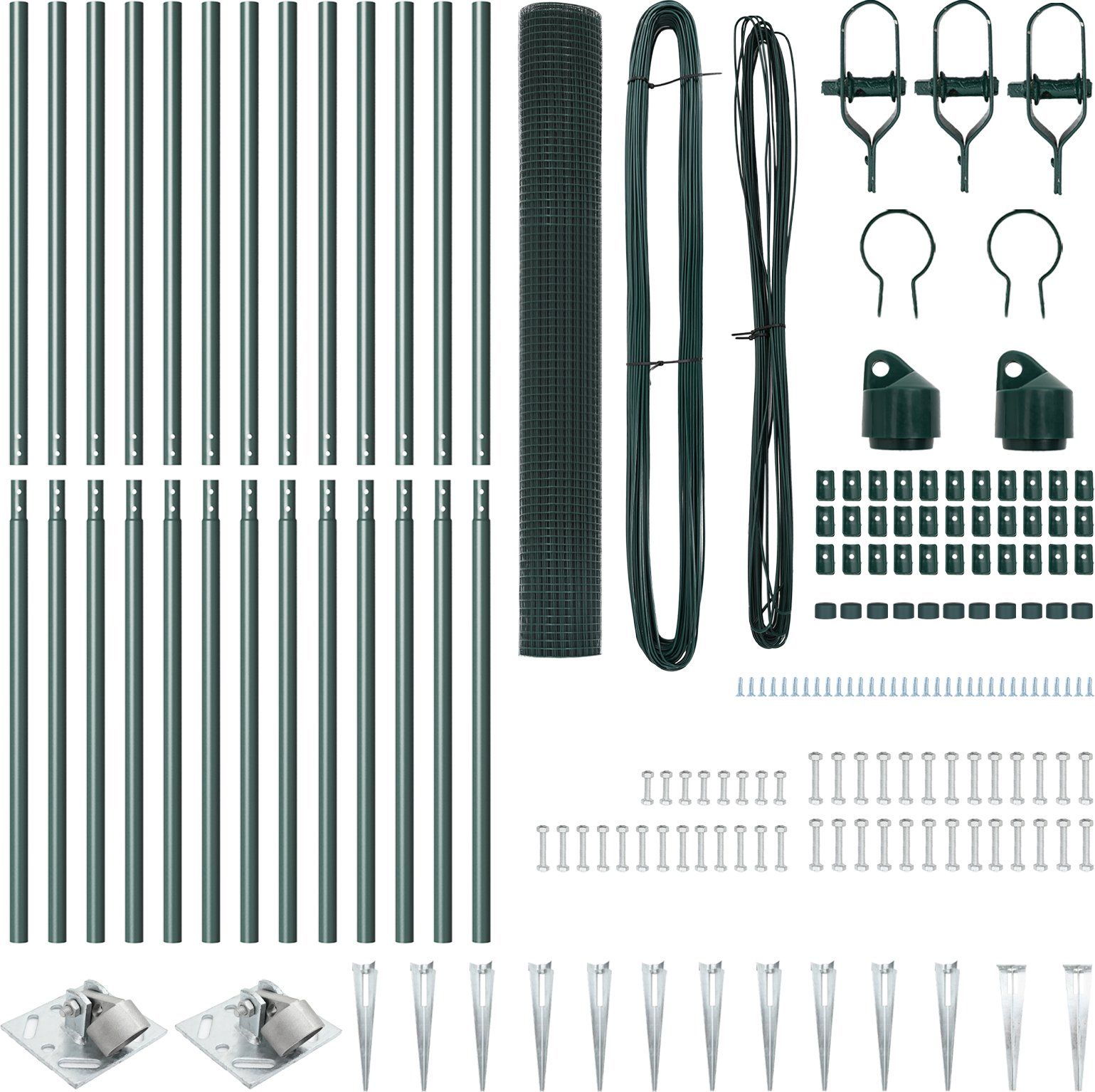 vidaXL Ogrodzenie z drutu spawanego z 13 słupkami na kolcach Zielone 1.4x25 m Stal