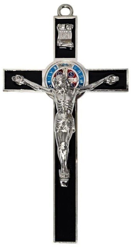 Krzyż czarny metalowy Benedykta 30cm