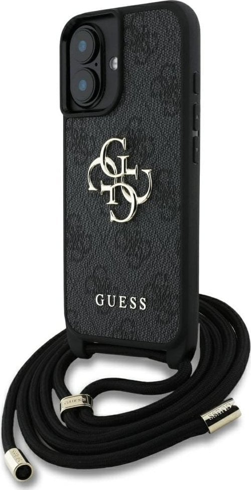 Etui Guess 4G Big Logo Cord Stap Crossbody do iPhone 16 czarny