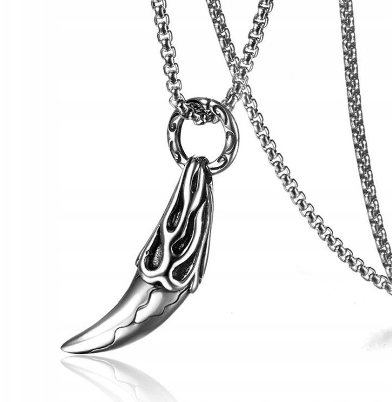 NASZYJNIK Srebrny Łańcuch KIEŁ DRAPIEŻNIK NÓŻ 361