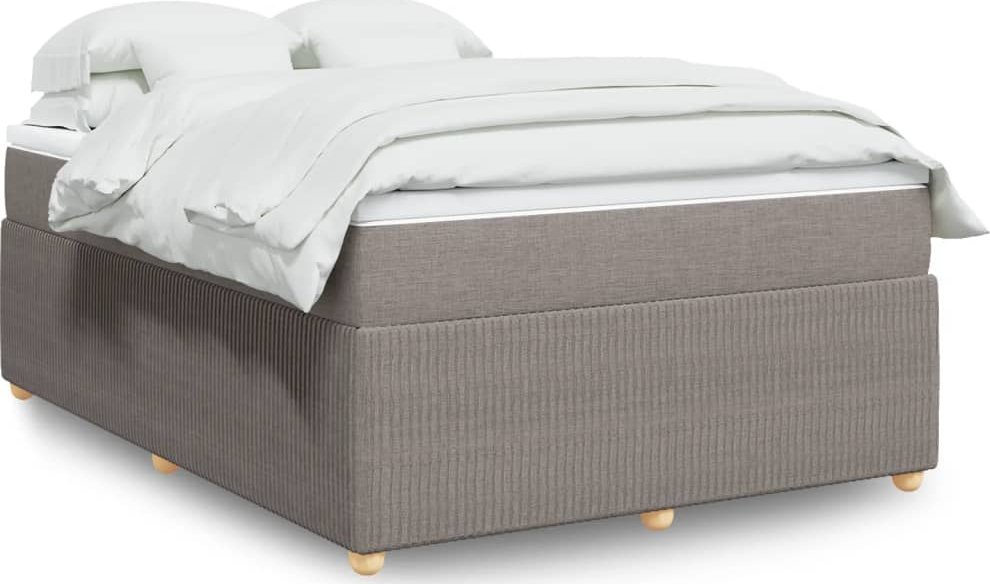 vidaXL vidaXL Łóżko kontynentalne z materacem, taupe, tkanina, 140x200 cm