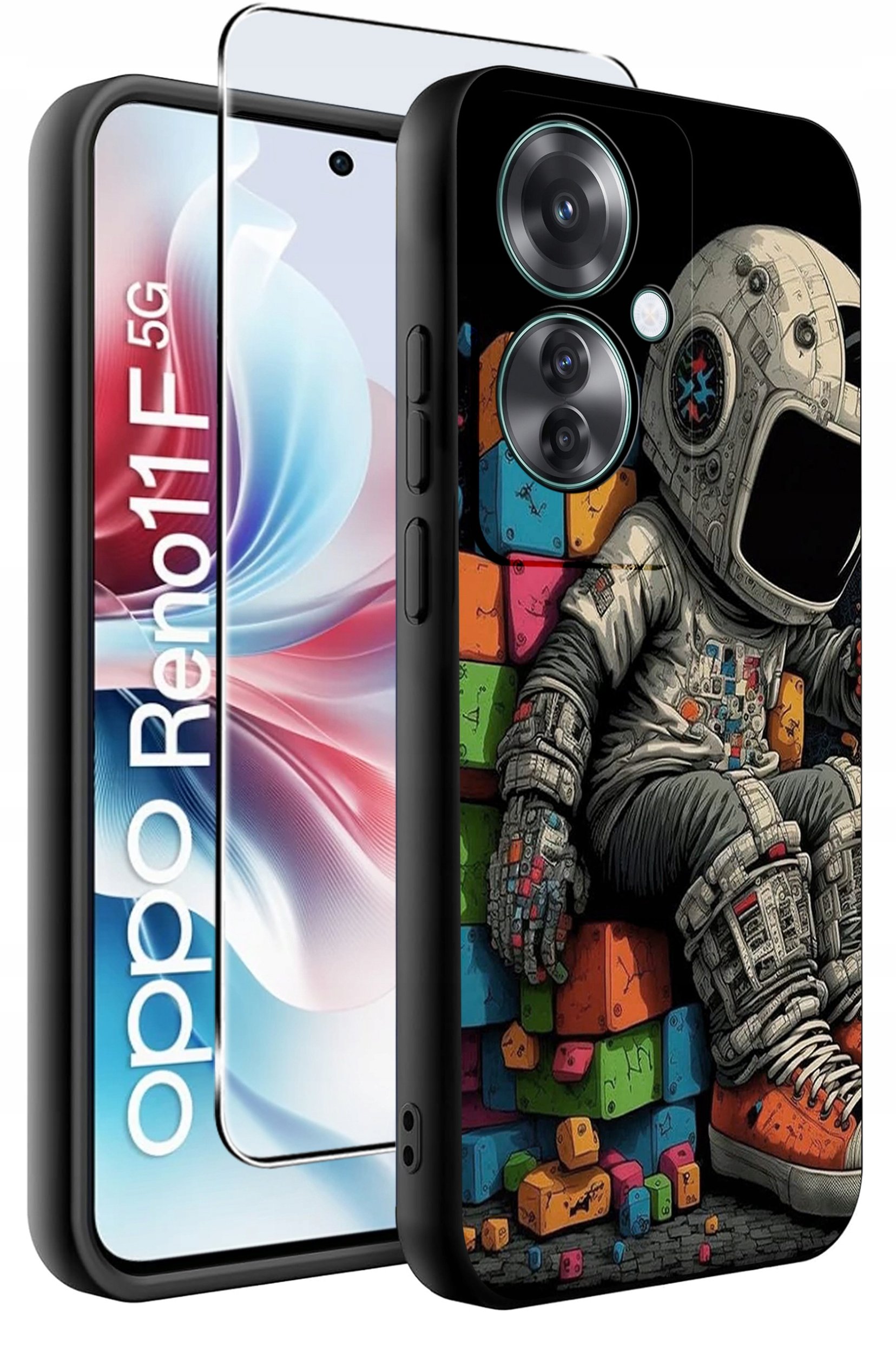 ETUI do Oppo Reno11 F 5G WZORY | SILIKONOWE MATT CASE + SZKŁO HARTOWANE 9H