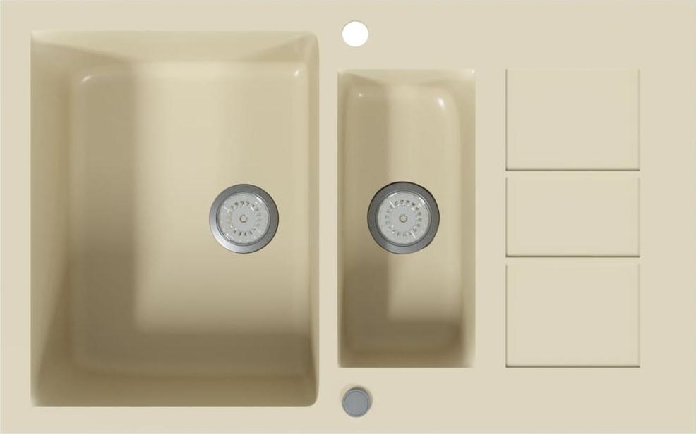 Zlewozmywak vidaXL Granitowy dwukomorowy, beżowy