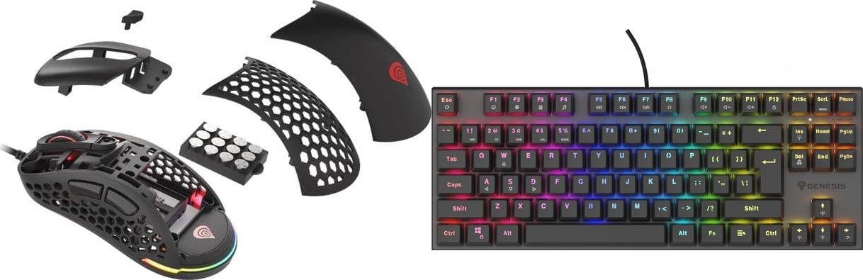 Mysz Genesis Xenon 800 (NMG-1629) + Klawiatura Thor 303 TKL - Outemu Peach Silent