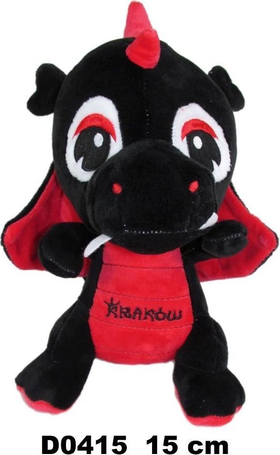 Smok "Kraków" czarny czerwony 15cm