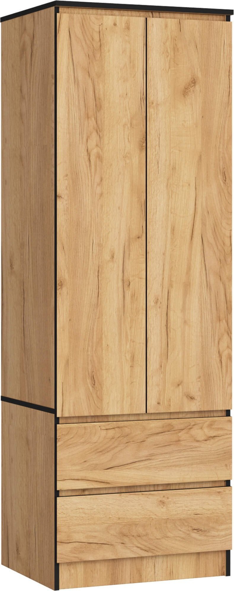 Fabryka Mebli Akord Szafa do sypialni STAR S 60 cm 2 drzwi 2 szuflady - dąb craft