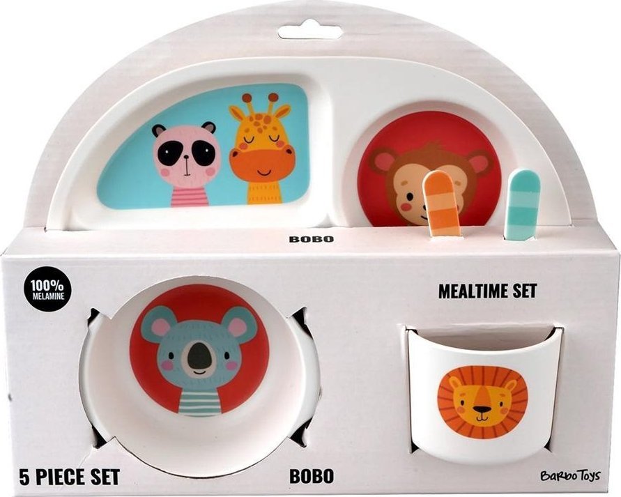 Zestaw naczyń dziecięcych z melaminy, 5 el., bobo