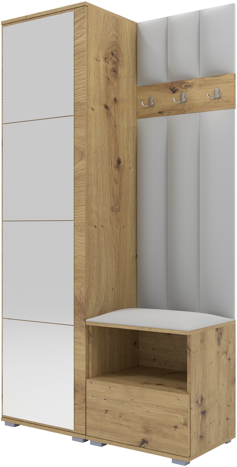 Tapicerowana garderoba Nela I LUX z lustrem - kolor dąb artisan + tkanina Trinity 32