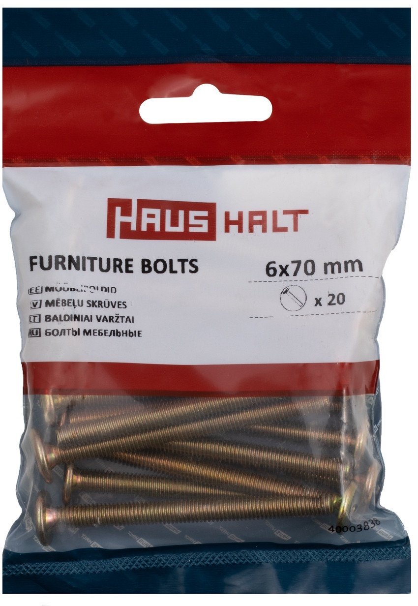 FURNITURE BOLT M6X70 YELLOW. 20 PCS