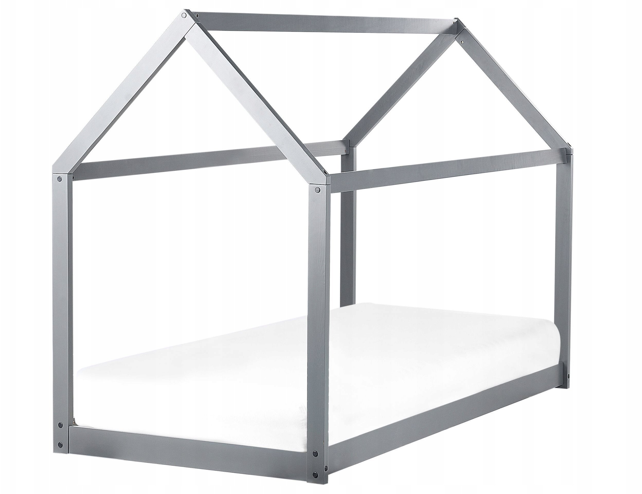 Beliani Łóżko dziecięce domek drewniane 90 x 200 cm szare TOSSE