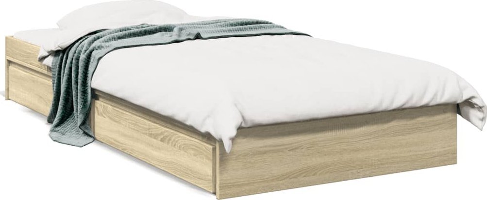 vidaXL vidaXL Rama łóżka z szufladami, dąb sonoma, 75x190 cm