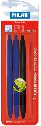 Milan Długopis P1 Touch 2*nieb.+czar.+czer. (4szt)