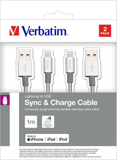 Kabel USB Verbatim USB-A - 1 m Srebrny (48872)