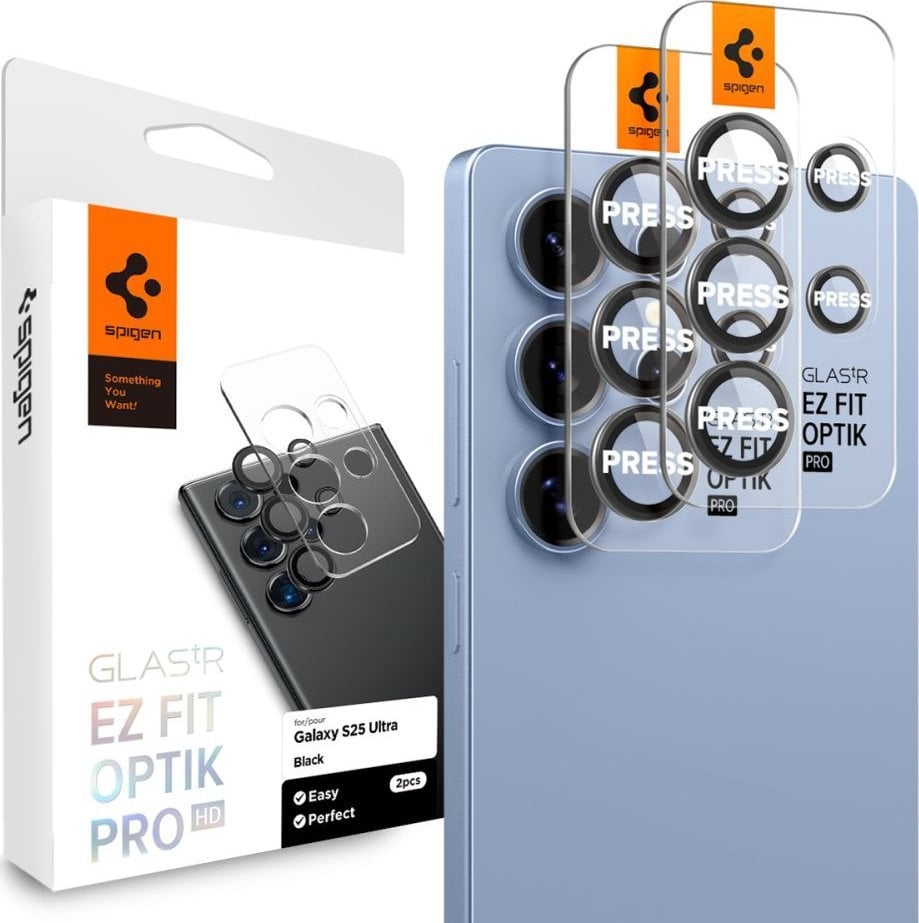 OSŁONA APARATU SPIGEN OPTIK PRO HD GLAS.TR ”EZ FIT” CAMERA PROTECTOR 2-PACK GALAXY S25 ULTRA BLACK