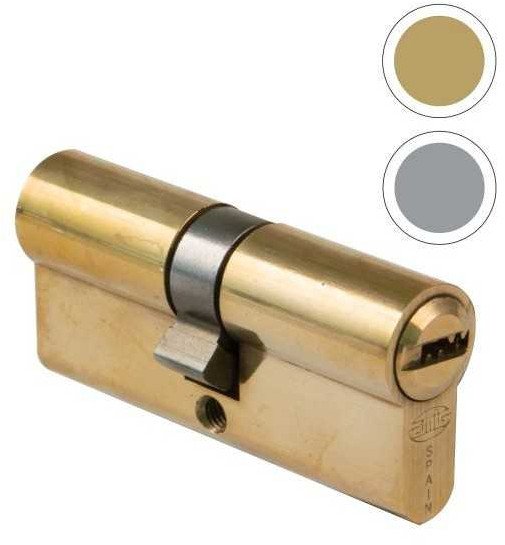 Lock cylinder, 30 x 30 mm, 5 keys, shiny brass color.