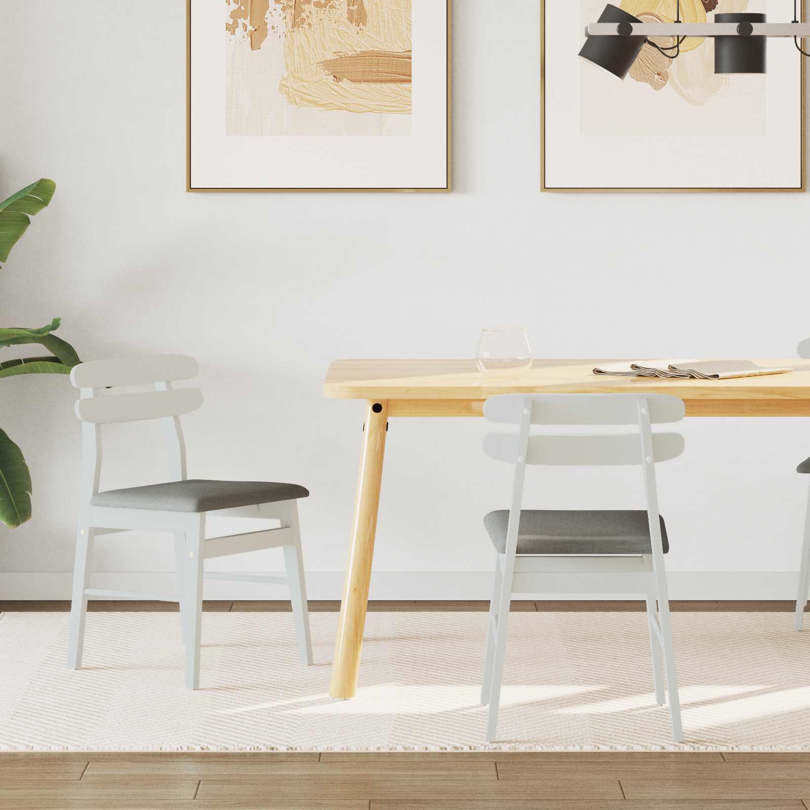 vidaXL Krzesło jadalniane 2 sztuki Biały i szary Drewno kauczukowe