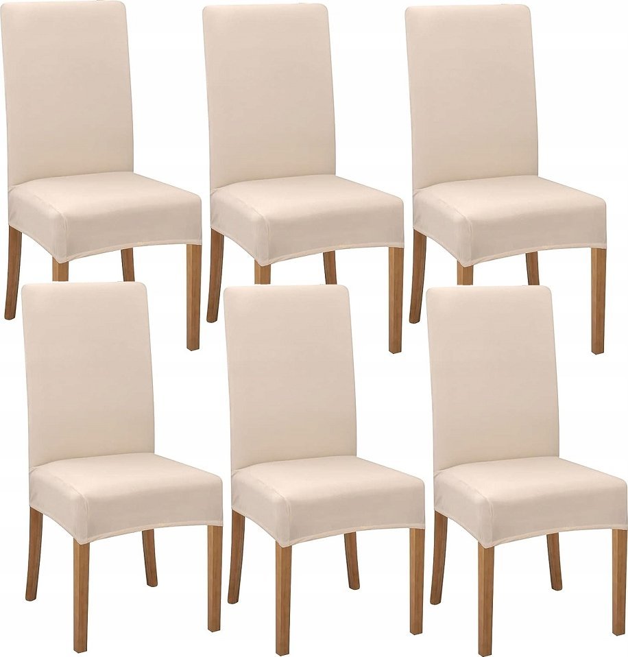 GALAXIA POKROWCE NA KRZESŁA 6 SZT Uniwersalne Elastyczne Pokrowiec Krzesło BEŻOWE