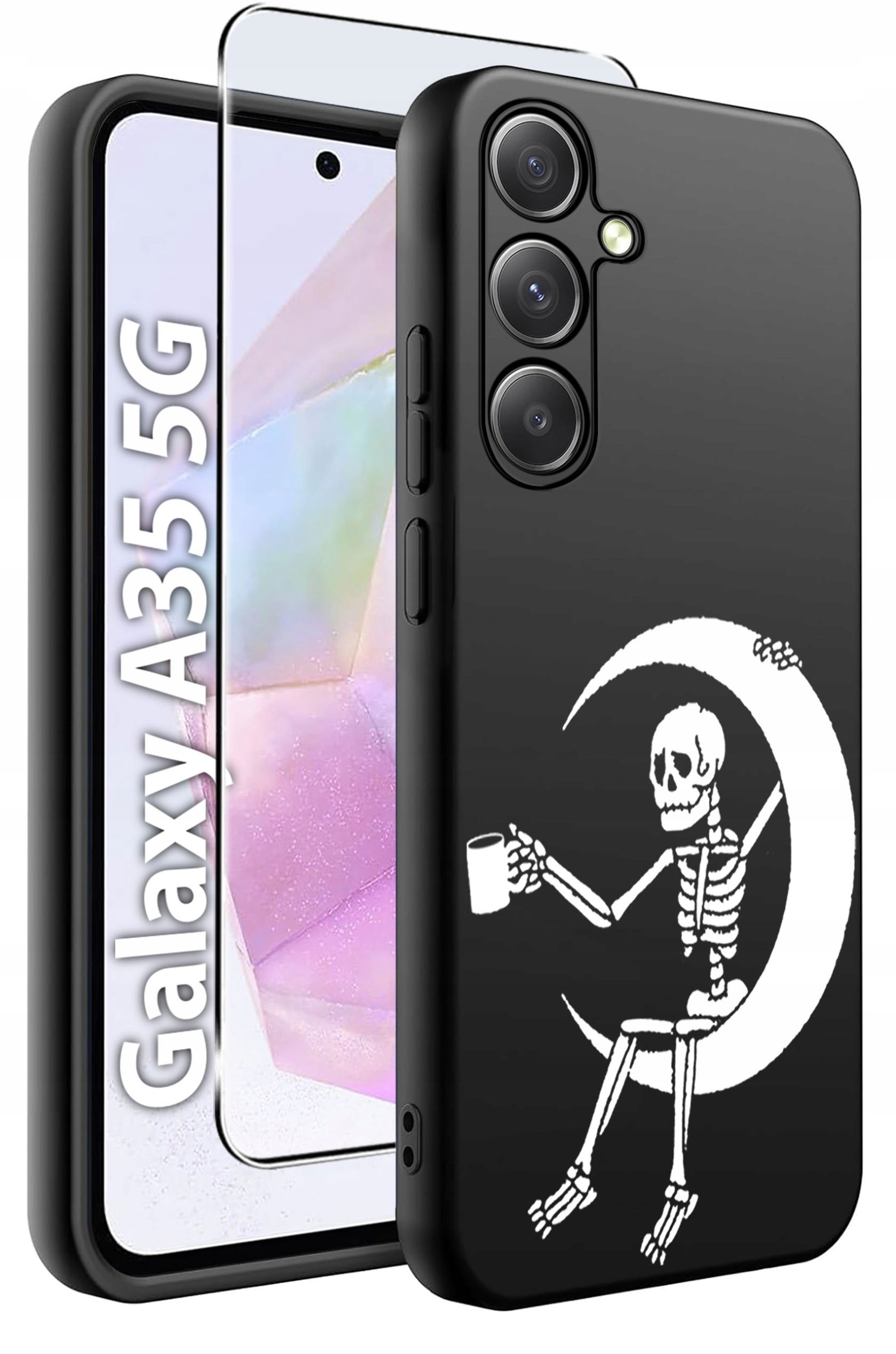 ETUI do Samsung A35 5G WZORY | SILIKONOWE MATT CASE + SZKŁO HARTOWANE 9H