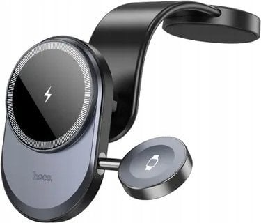 Hoco HOCO uchwyt samochodowy indukcyjny 2w1 do deski kompatybilny z Apple Watch 15W HW28 czarno szary