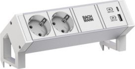 Bachmann BACHMANN DESK2 ALU WIT 2xCEE7/3 1xUSB A/C 22W 0,2m GST18