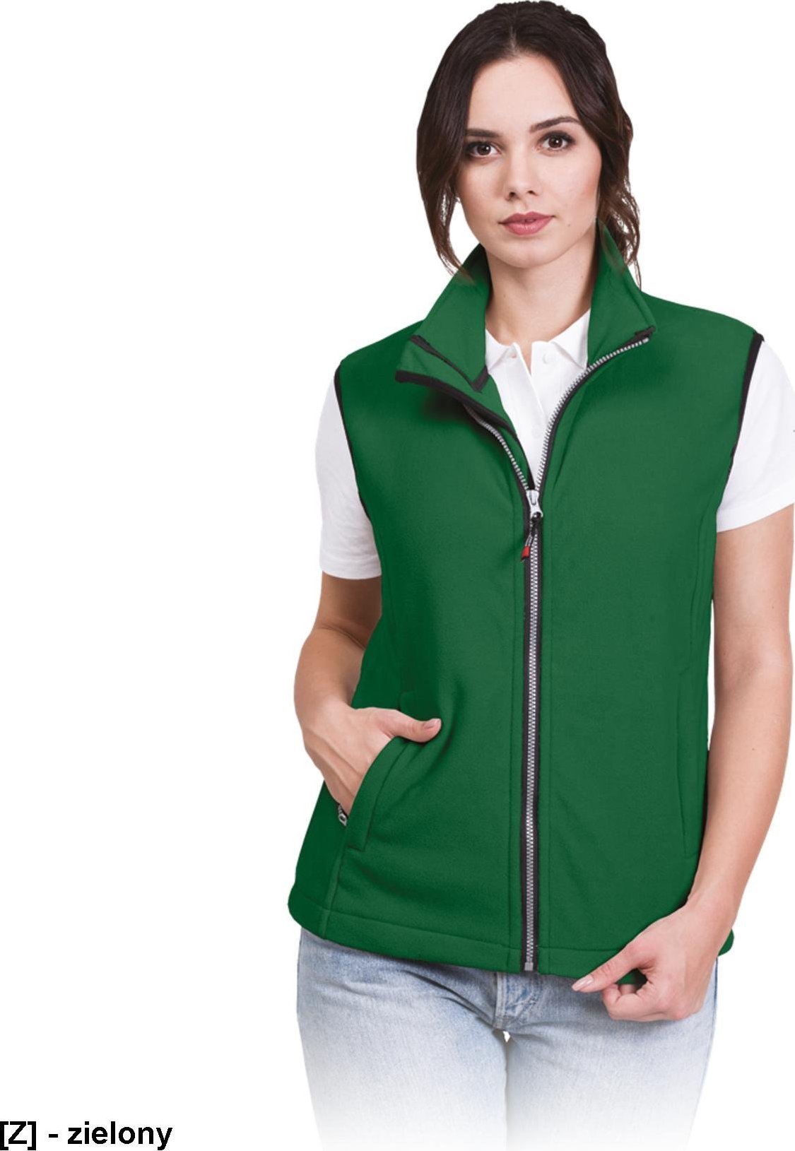 R.E.I.S. VHONEY-L - bezrękawnik damski z polaru, kołnierz ze stójką - zielony 3XL