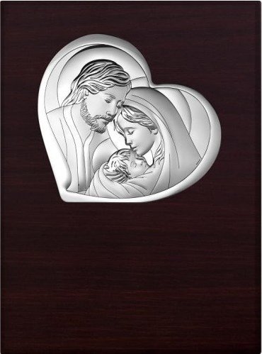 Beltrami Obrazek srebrny - Święta Rodzina na ciemnym drewnie