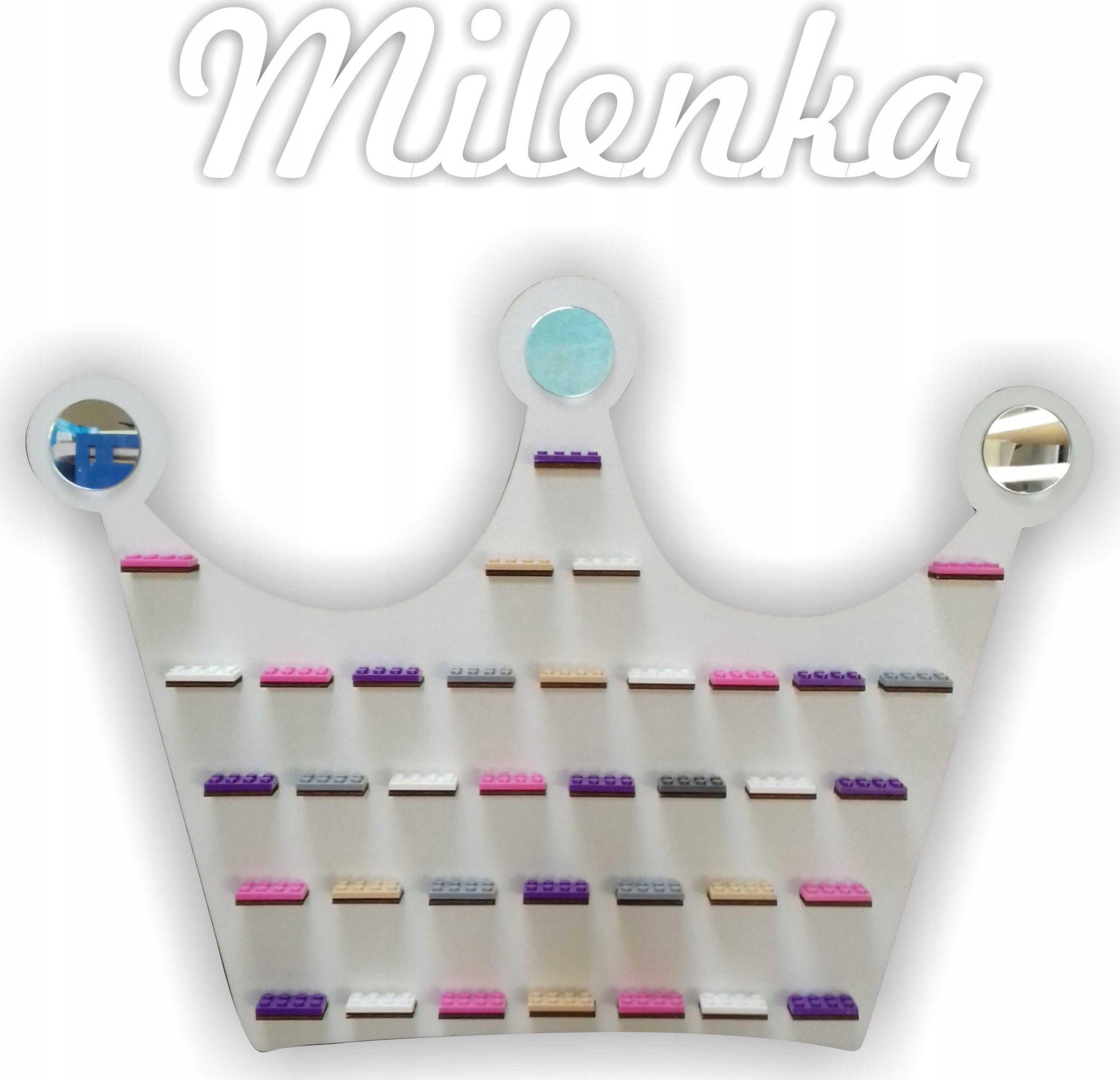 Półka na klocki ludziki figurki korona z imieniem