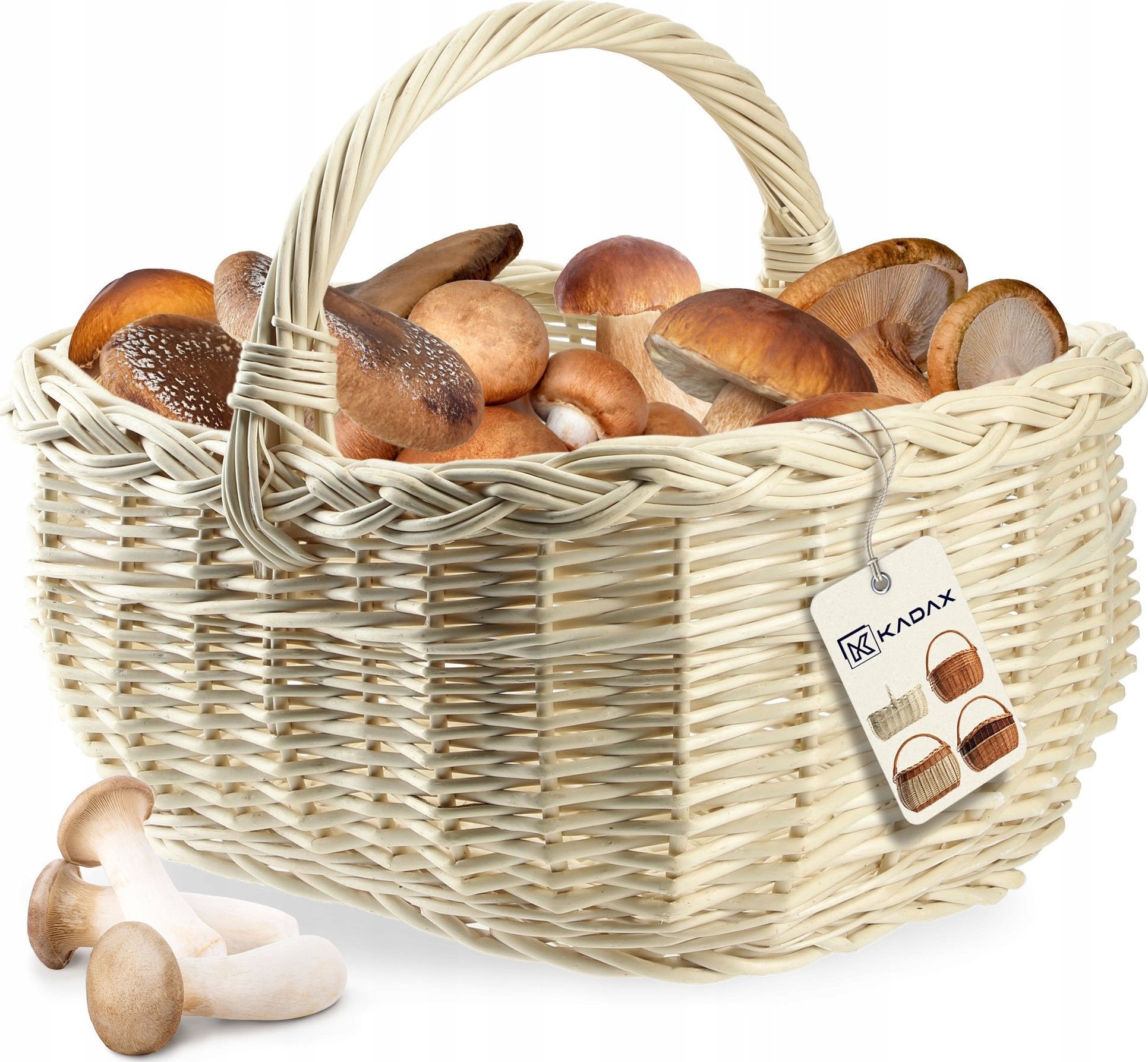 Kadax KADAX Koszyk Wiklinowy Zakupy Grzyby Kosz Biały