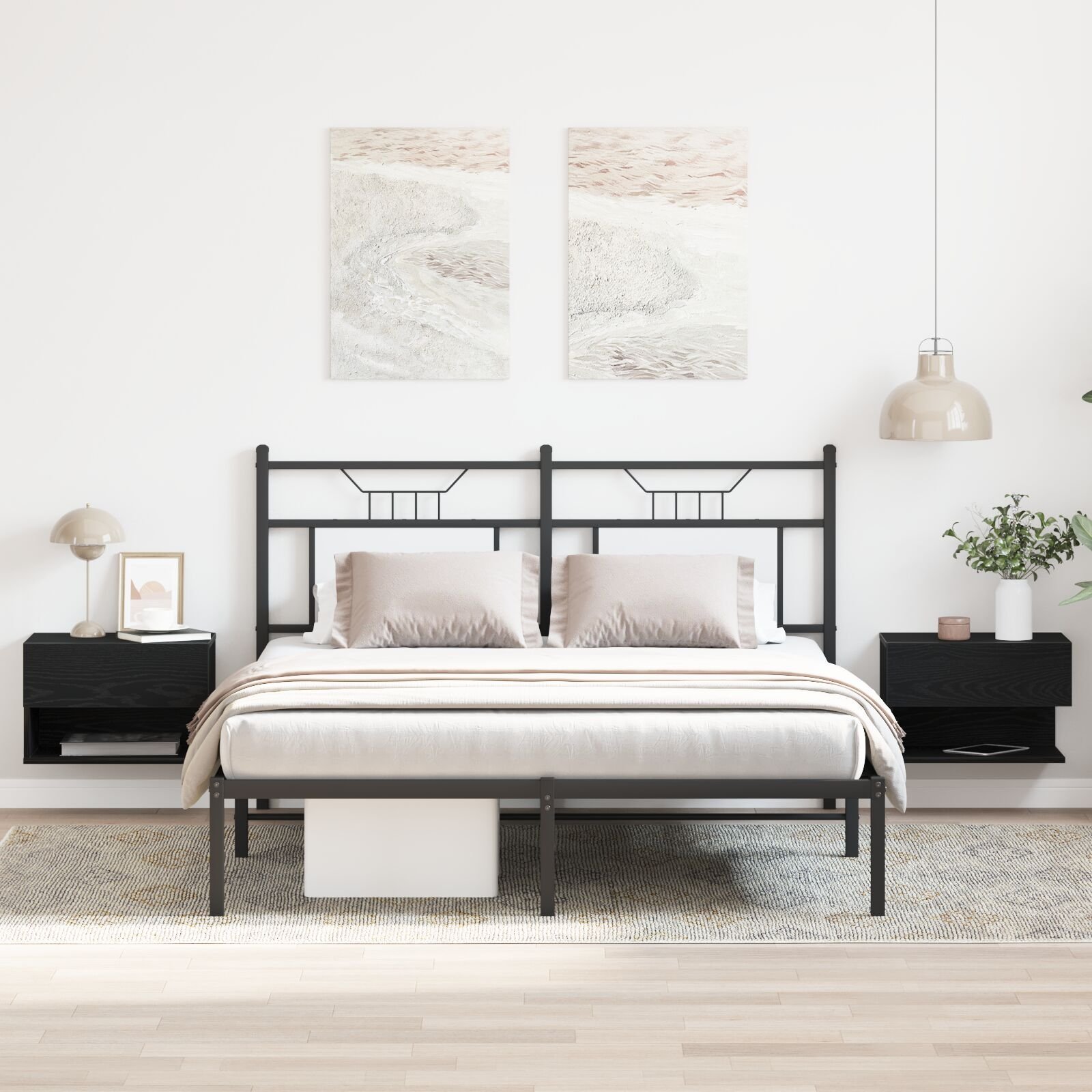 vidaXL Ścienny szafka nocna Czarne dąb Drewno inżynieryjne 46x30x30 cm