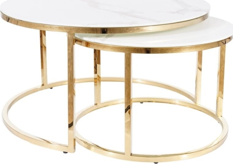 SIGNAL MEBLE Ława MUSE biała/złota (zestaw)
