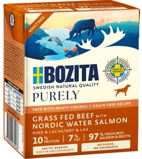 BOZITA Purely wołowina z łososiem pasztecik z kawałkami mięsa 370g