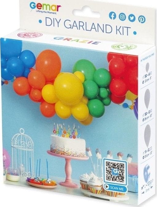 GoDan Girlanda balonowa DIY tęczowa 65 balonów + taśma