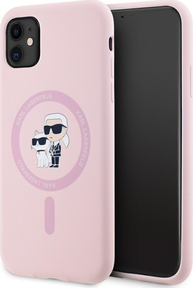 Etui Karl Lagerfeld Silicone Karl&Choupette MagSafe do iPhone 11 różowy