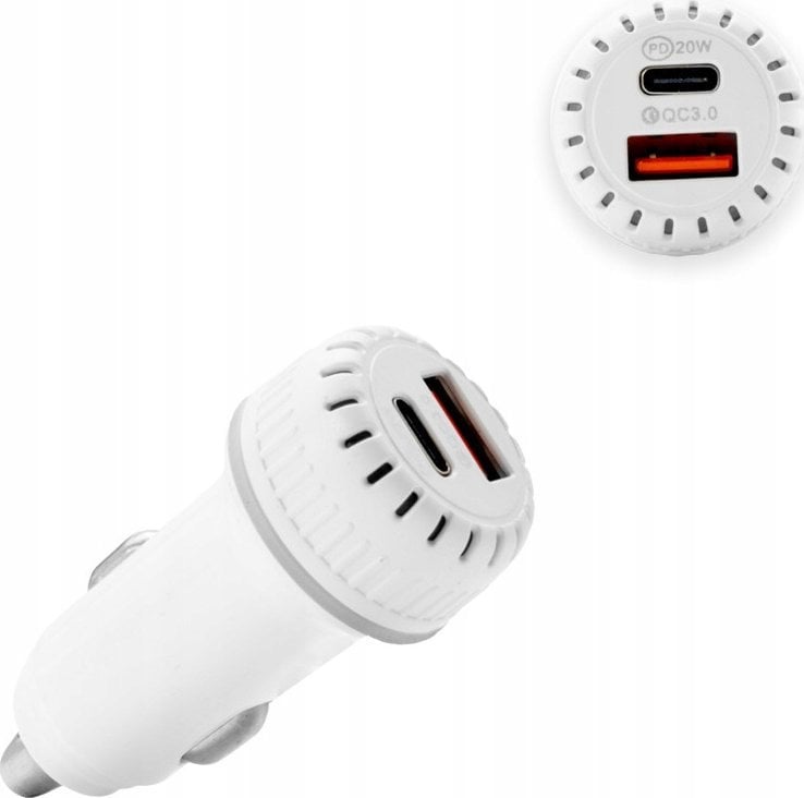 Ładowarka ECONOMY* ŁADOWARKA SAMOCHODOWA USB+TYP-C QC3.0+PD BIAŁA 38W TR-C01