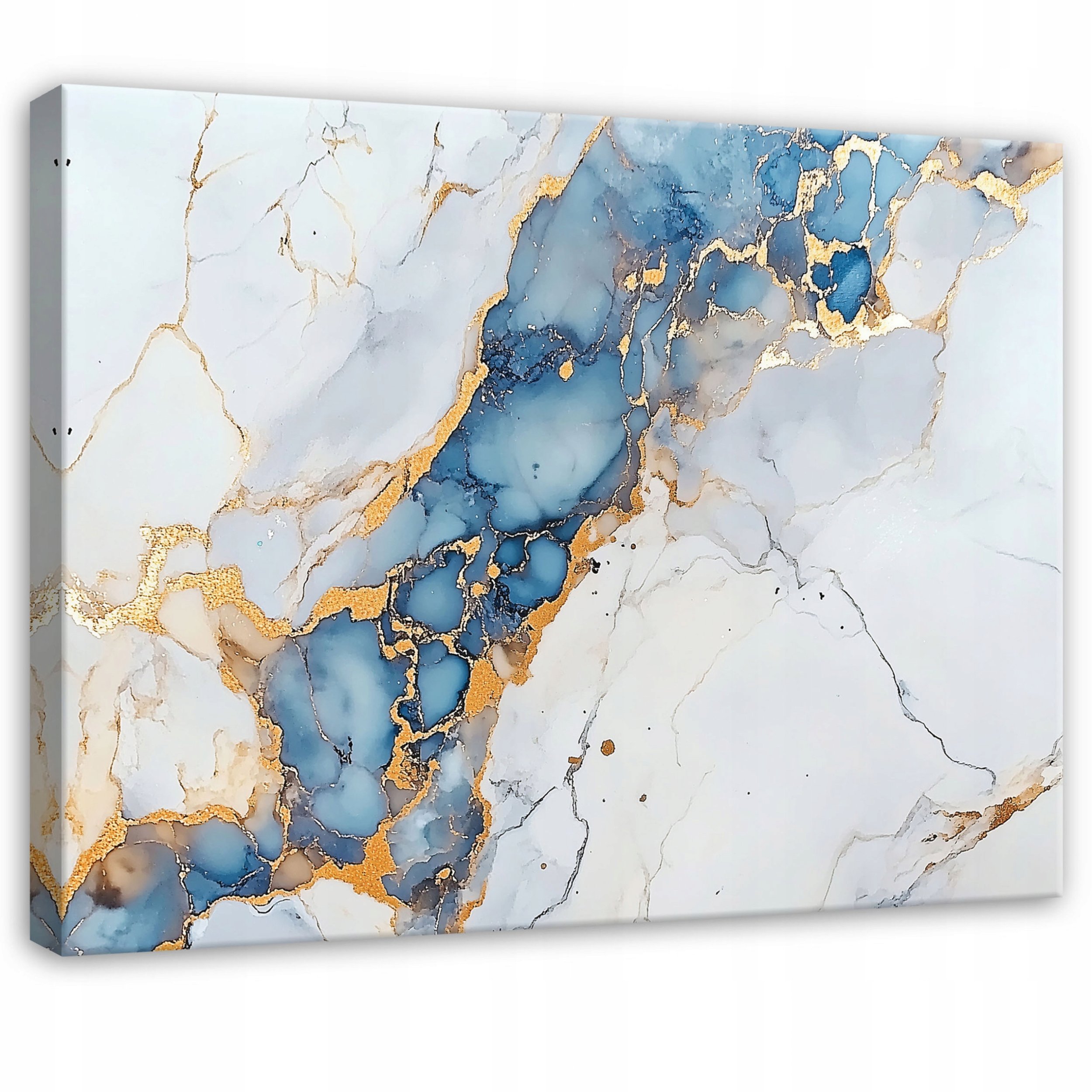 OBRAZ ABSTRAKCJA MARMUR ZŁOTO NIEBIESKI SYPIALNIA SALON NA PŁÓTNIE 120x80