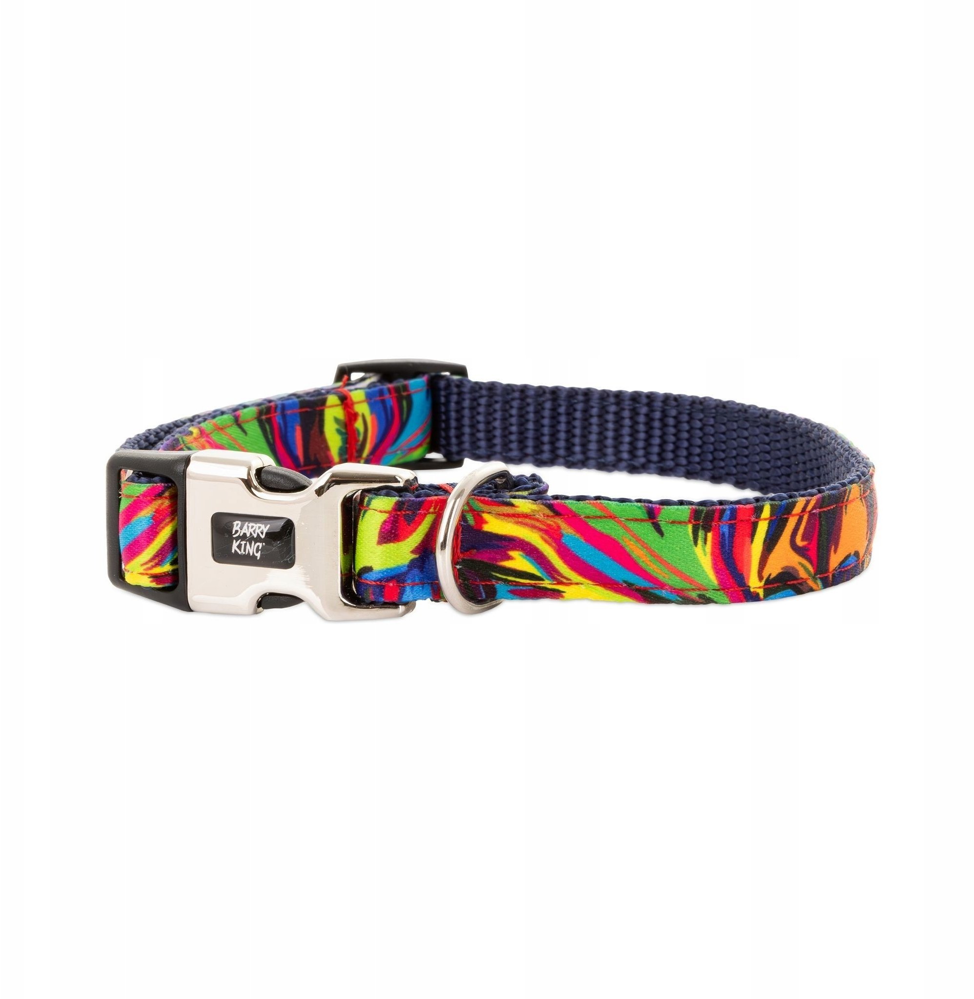 Barry King Obroża dla psa, granatowy, wzór picasso, taśma polipropylenowa, 25mm/38-60cm