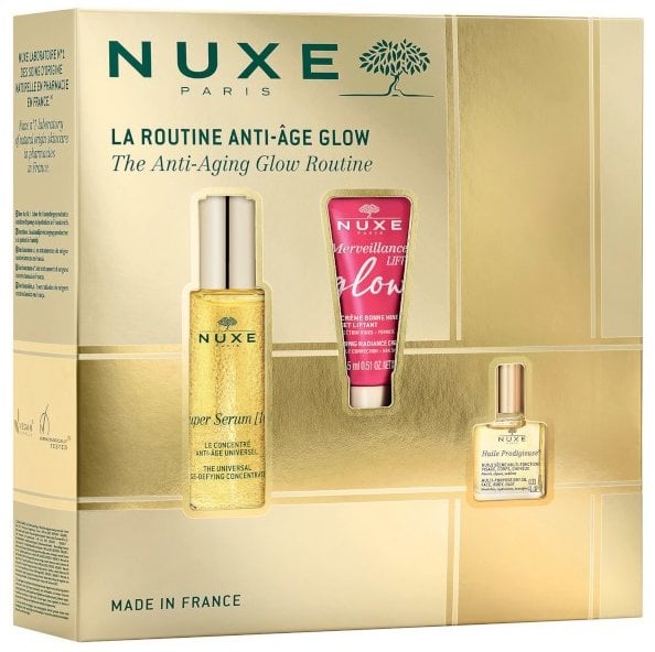 Anti-Aging Glow Routine Set Nuxe: Super Serum [10], Vegan, Anti-Ageing, Day & Night, Serum, For Face & Neck, 30 ml + Merveillance Lift, Glow Firming,