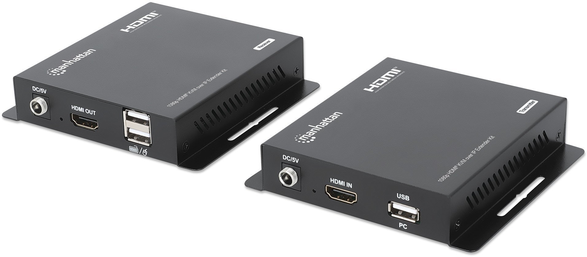 MANHATTAN 1080p60Hz HDMI KVM over IP Extender Set HDMI-Signalverl�ngerung bis 120m �ber ein Cat6-Patchkabel oder IP-f�higes Netzwerk