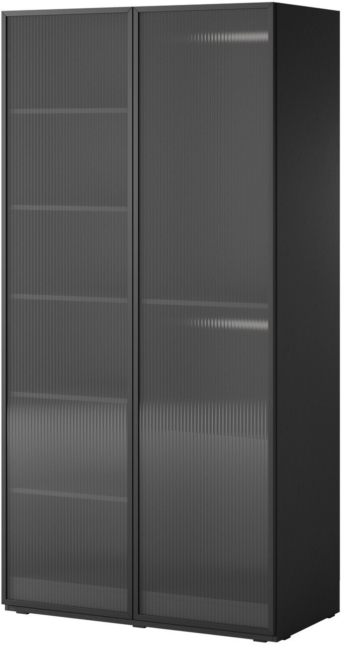 Szafa dwudrzwiowa Zen w kolorze czarnym + ryflowane szkło