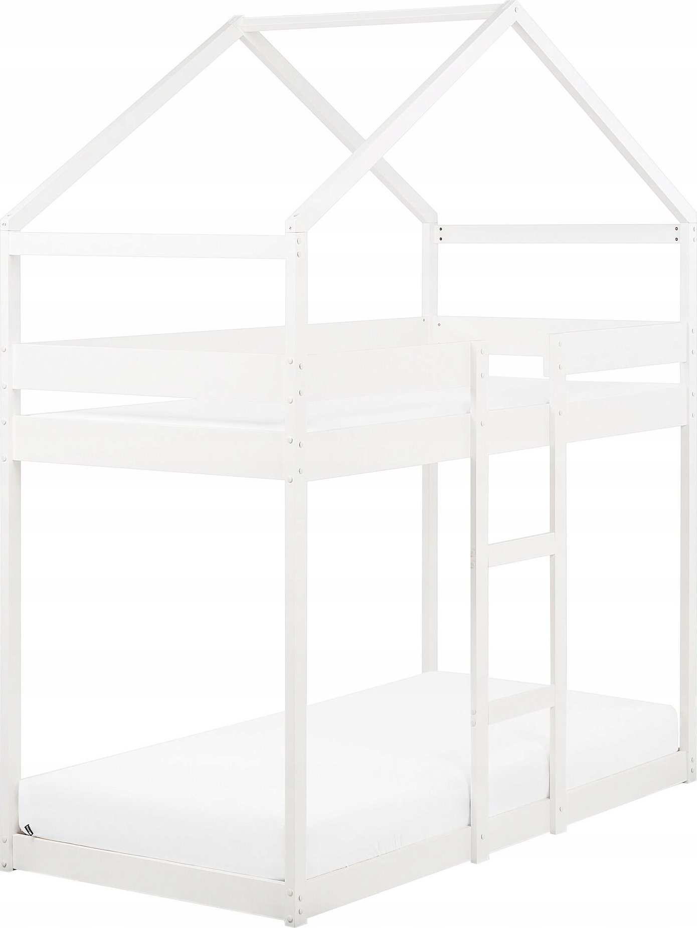 Beliani Łóżko piętrowe dziecięce domek drewniane 90 x 200 cm białe LABATUT