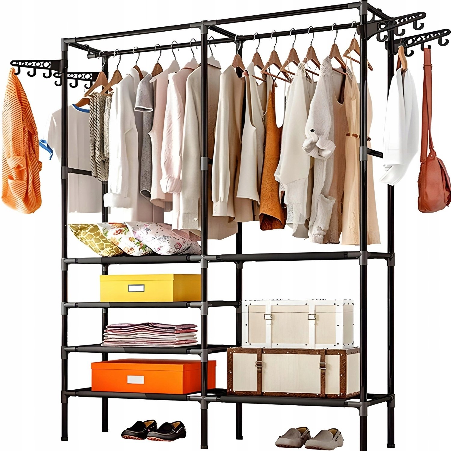 WIESZAK NA UBRANIA STOJĄCY STOJAK LOFT CZARNY WIESZAKI PODŁOGOWY GARDEROBA