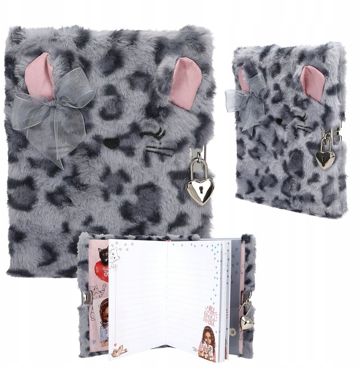 TOPModel Diary with fluffy cover, grey