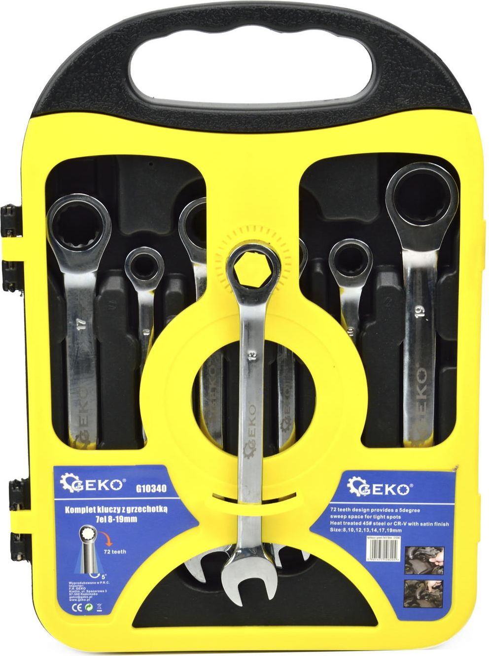 Geko Kpl. kluczy z grzechotką 7el 8-19mm (12)