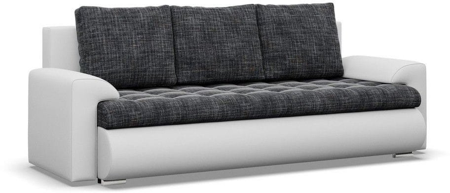 Kanapa rozkładana, Bosco, plecionka, ekoskóra, 222x96x92 cm, ciemny szary, biały