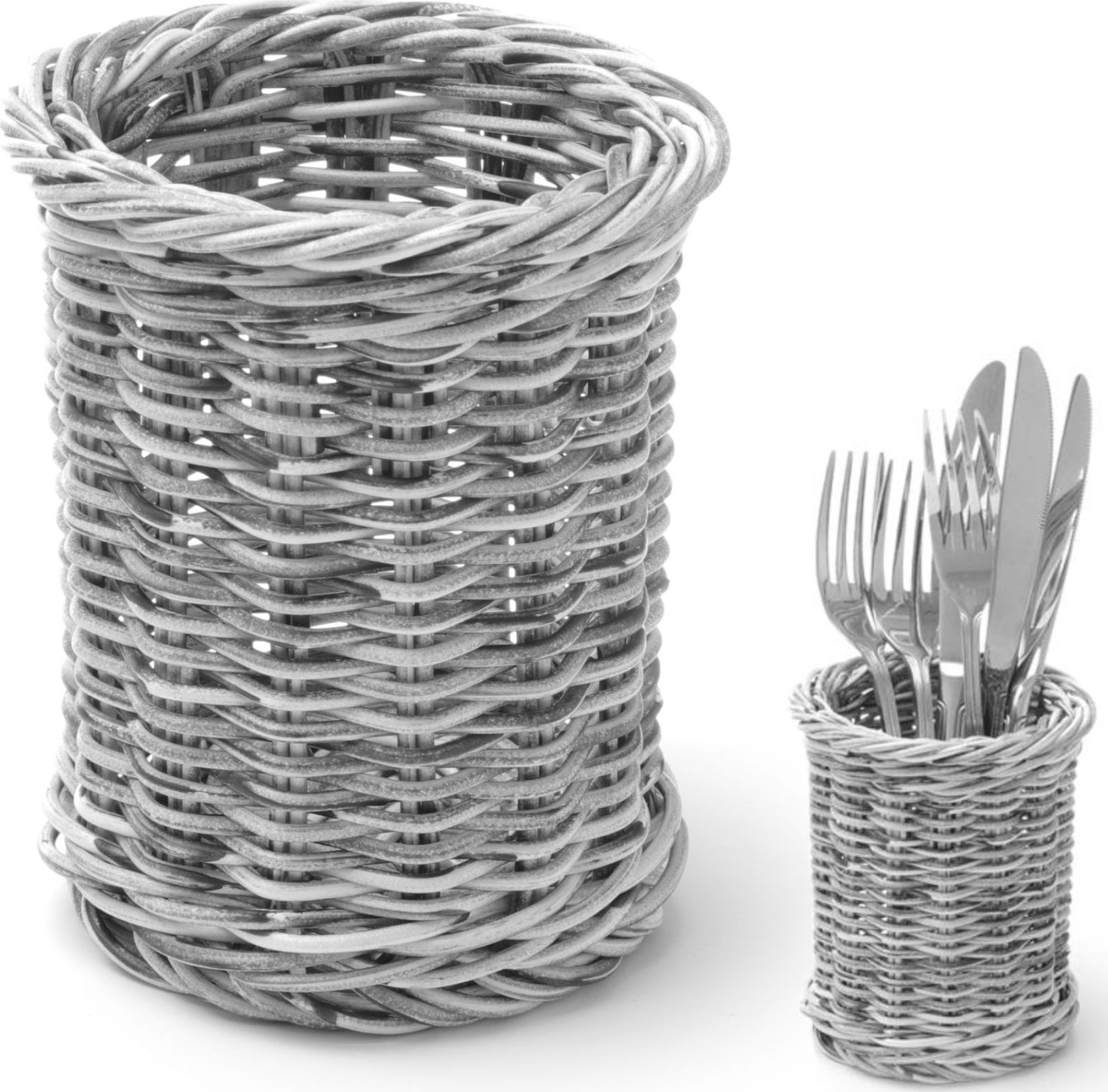 Hendi Koszyk na sztućce widelce noże łyżki okrągły szary melanżowy śr. 100x120 mm - Hendi 426197 Koszyk na sztućce widelce noże łyżki okrągły szary me