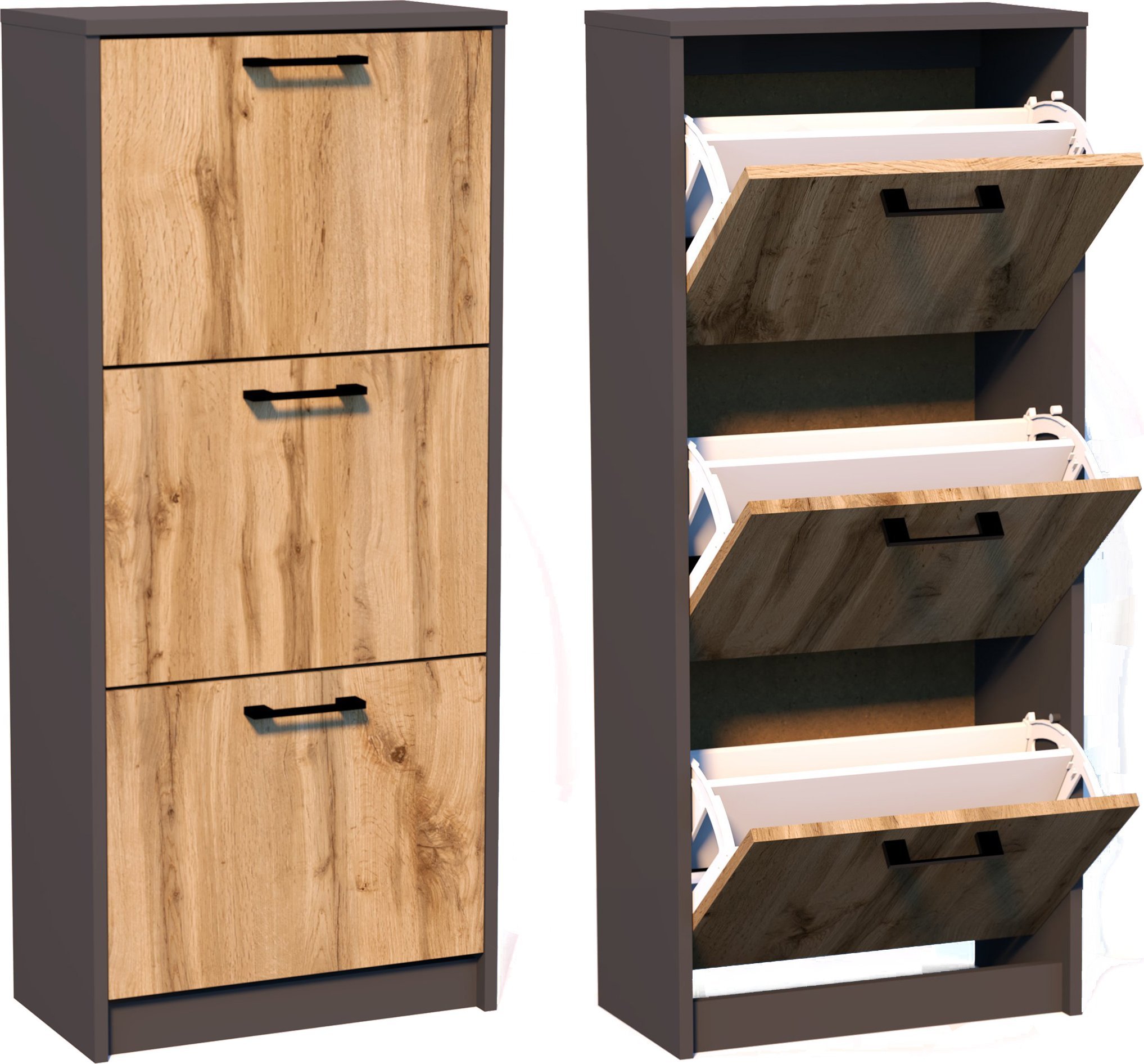 Meble-Bestseller Szafka na buty K024 Grafit-Wotan 116x50x28 cm