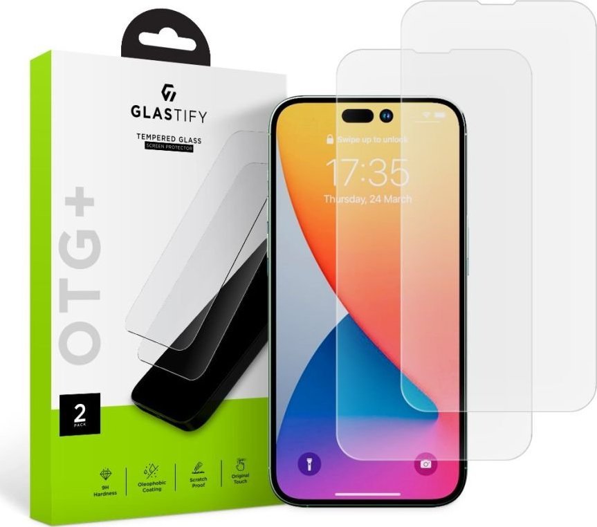 Glastify Szkło hartowane (2 szt.) Glastify OTG+ do iPhone 14 Pro