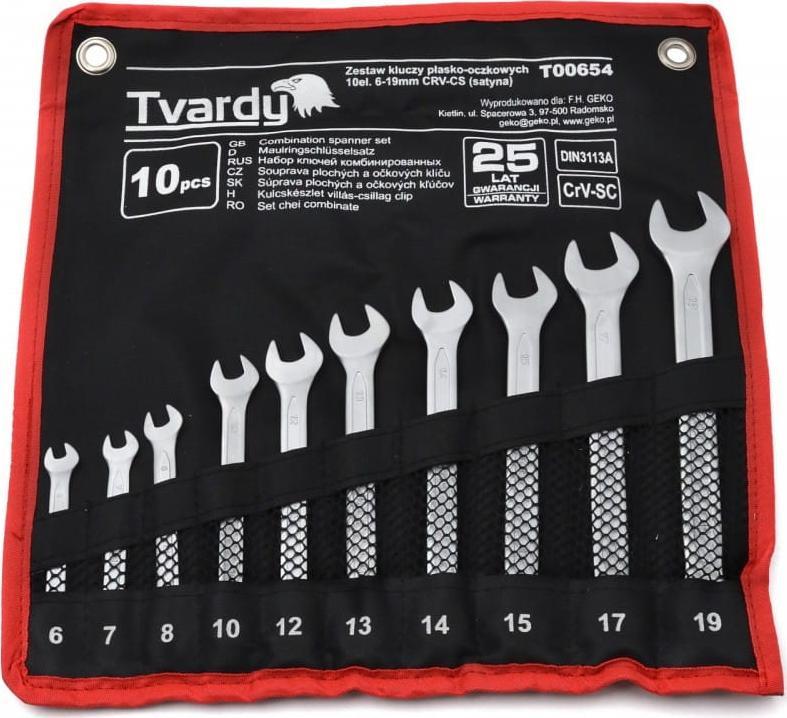 Geko ZESTAW KLUCZY PŁASKO-OCZKOWYCH 10EL. 6-19MM CRV-CS (SATYNA)(20) T00654 GEKO